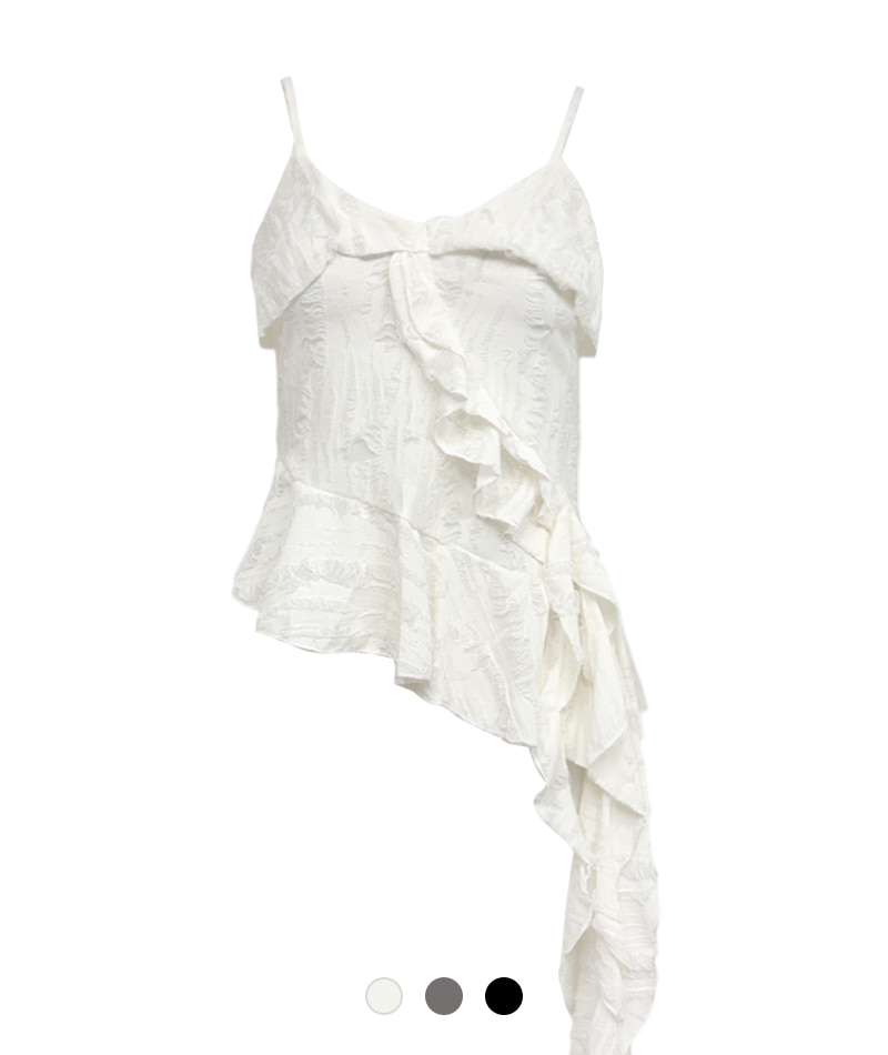 アンバランスフリルノースリーブトップ