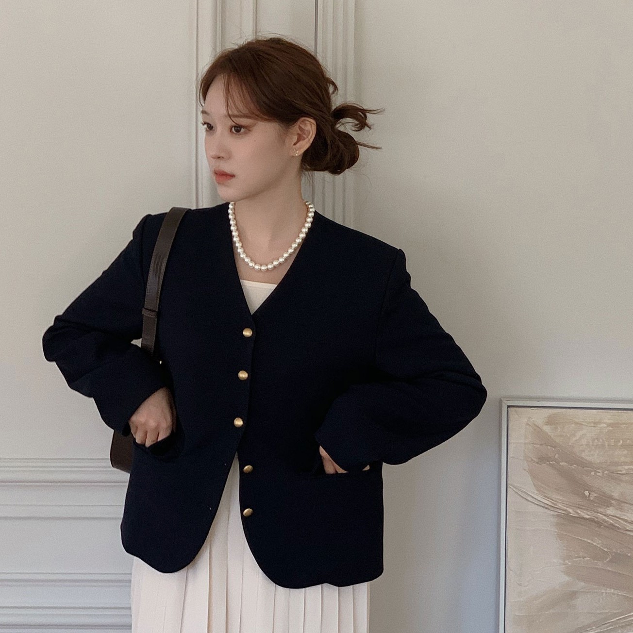 ノーカラーゴールドボタンジャケット | ファッション通販サイト NUGU