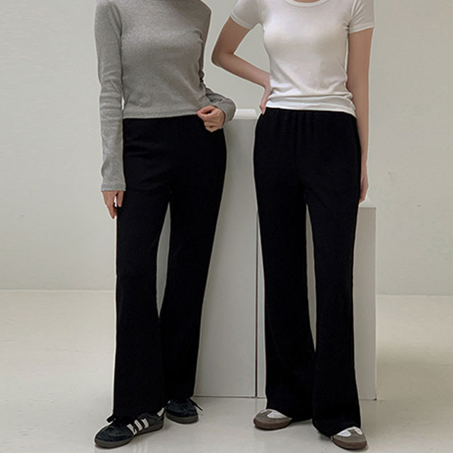 もちもち ウエストゴム セミブーツカット パンツ