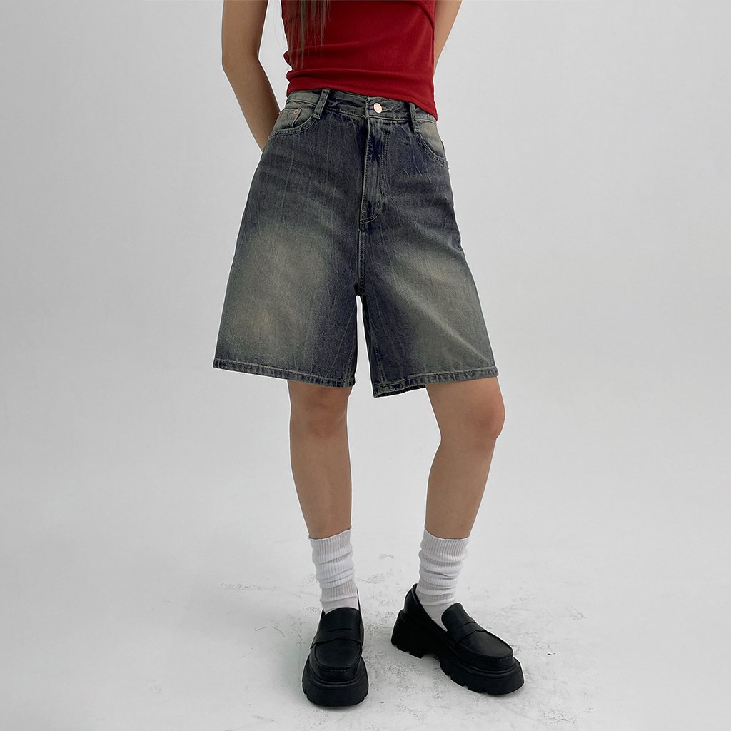 タック入りハーフパンツデニムパンツ | ファッション通販サイト NUGU