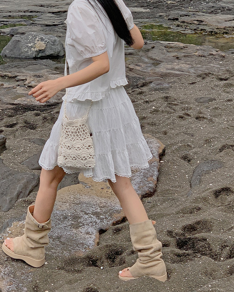 裏地付き] レースミニノースリーブワンピース(2color