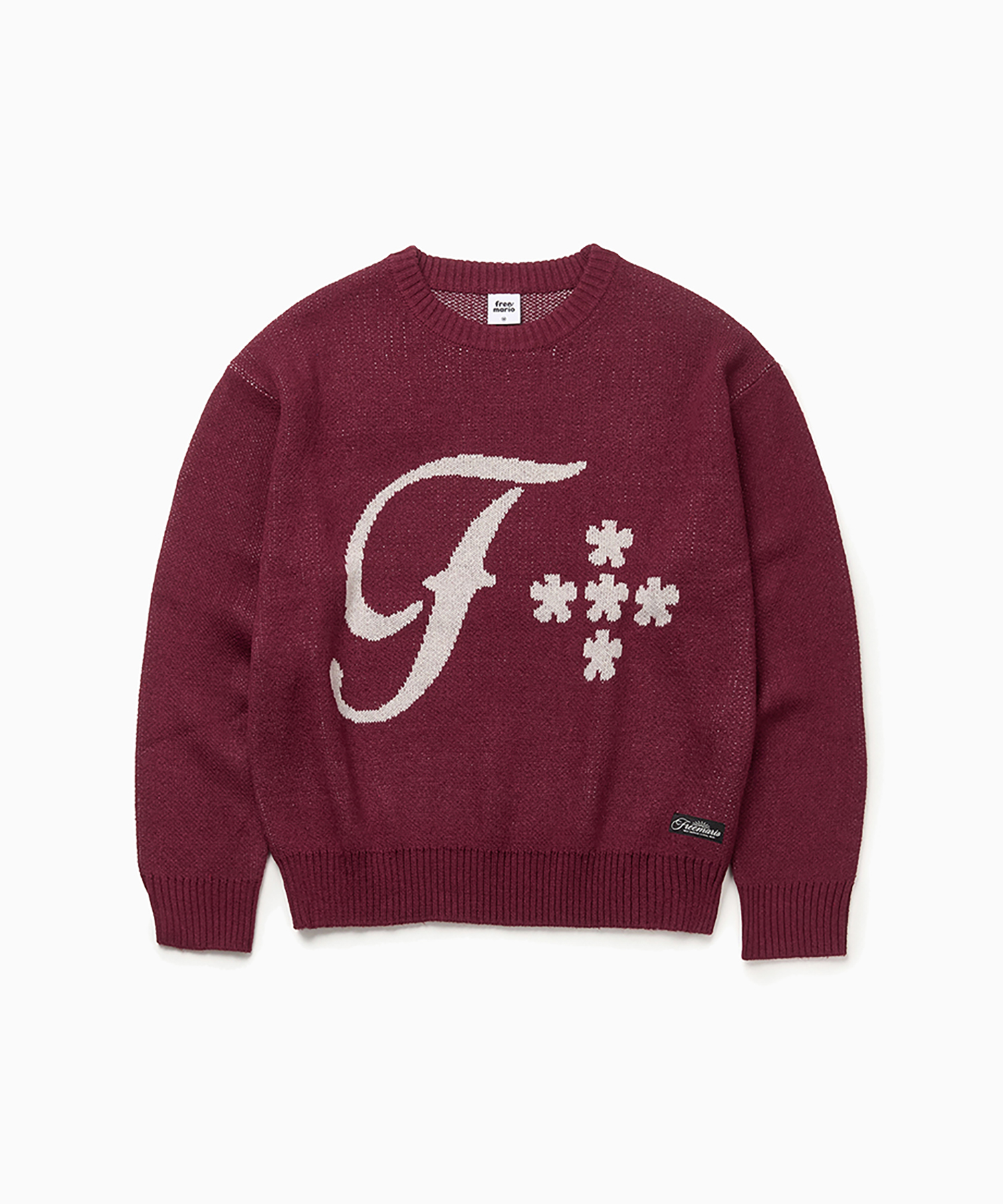 NOUNLESS ロゴ入り長袖ニットネイビー/ワイン NOUNLESS ロゴ入り長袖ニットネイビー/ワイン