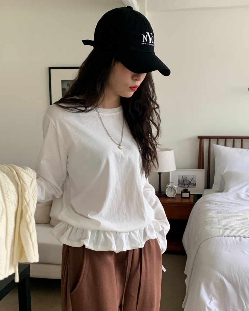 コットンフリル長袖Tシャツ | ファッション通販サイト NUGU