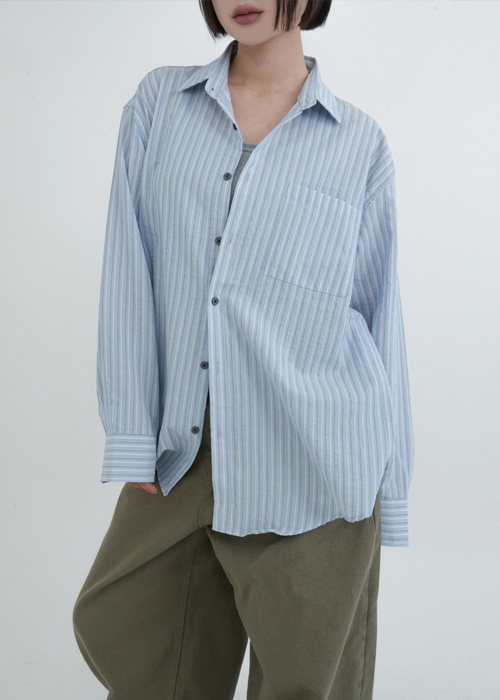 (unisex)ストライプ柄オーバーサイズシャツ