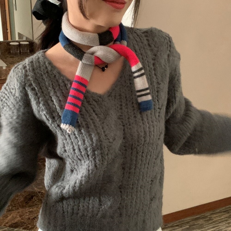 hikaru noguchi マルチカラーボーダー ニットマフラー マルチカラーボーダーマフラー