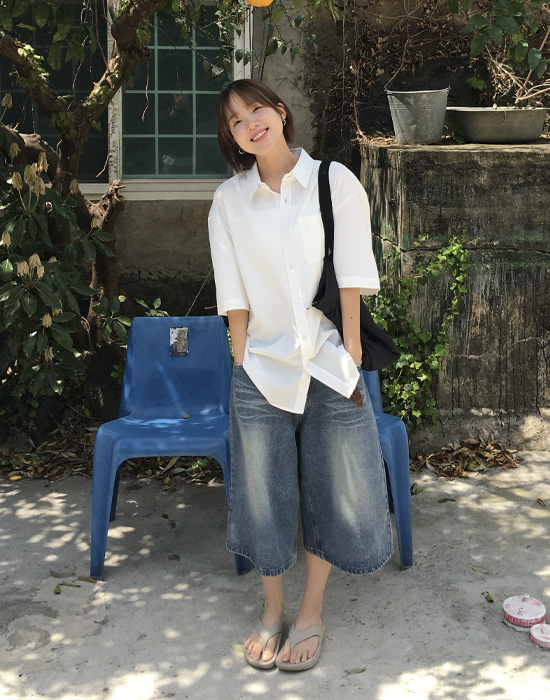 (UNISEX)ハーフデニムパンツ