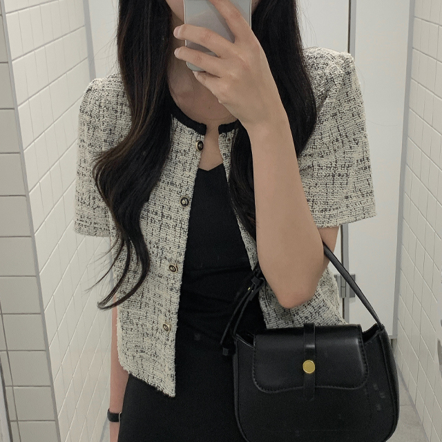 クロップド半袖ツイードジャケット | ファッション通販サイト NUGU