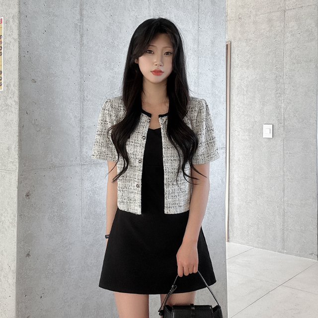 クロップド半袖ツイードジャケット | ファッション通販サイト NUGU