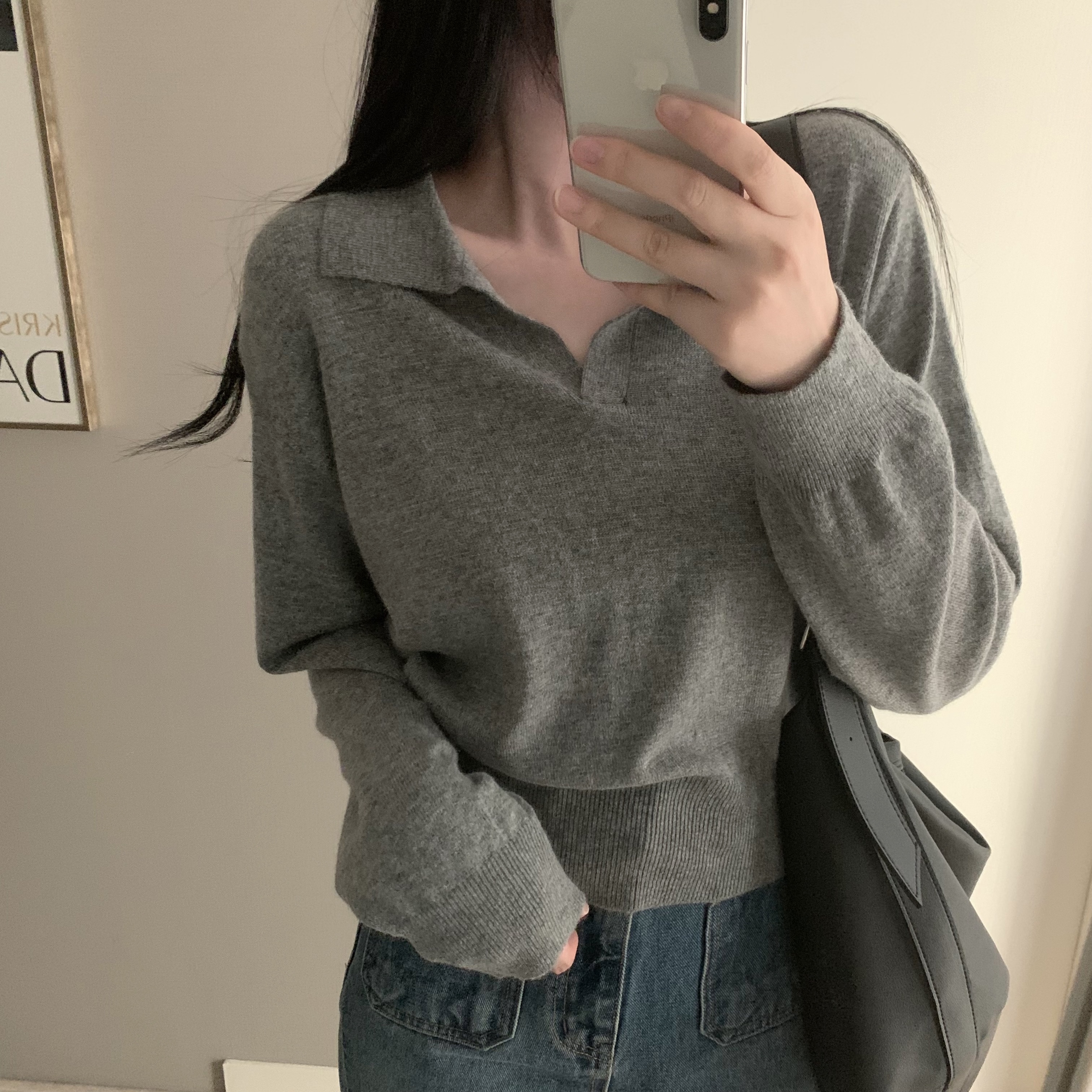 カシミヤカラーニット