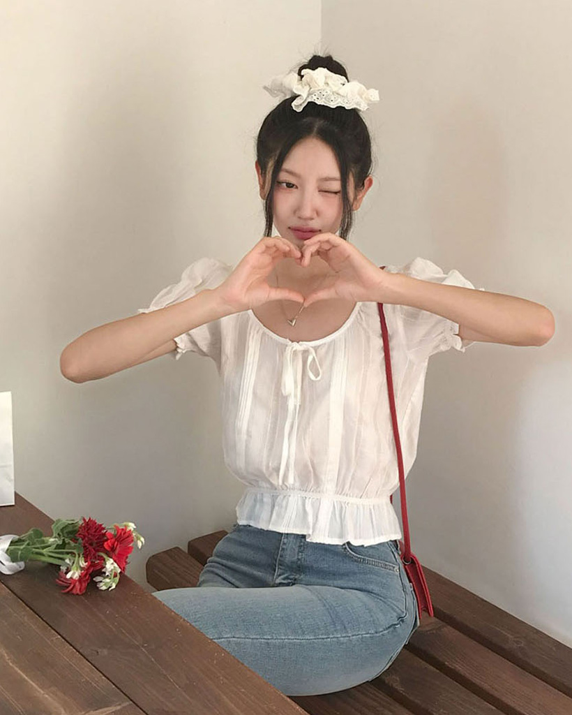 半袖フリルブラウス axes femme POETIQUE ブラウス シャツ リボンフリル半袖ブラウス