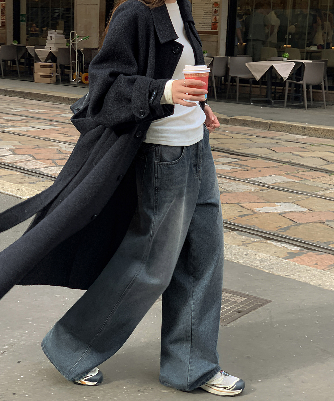 ヴィンテージ ウォッシュ加工 ワイド デニム パンツ