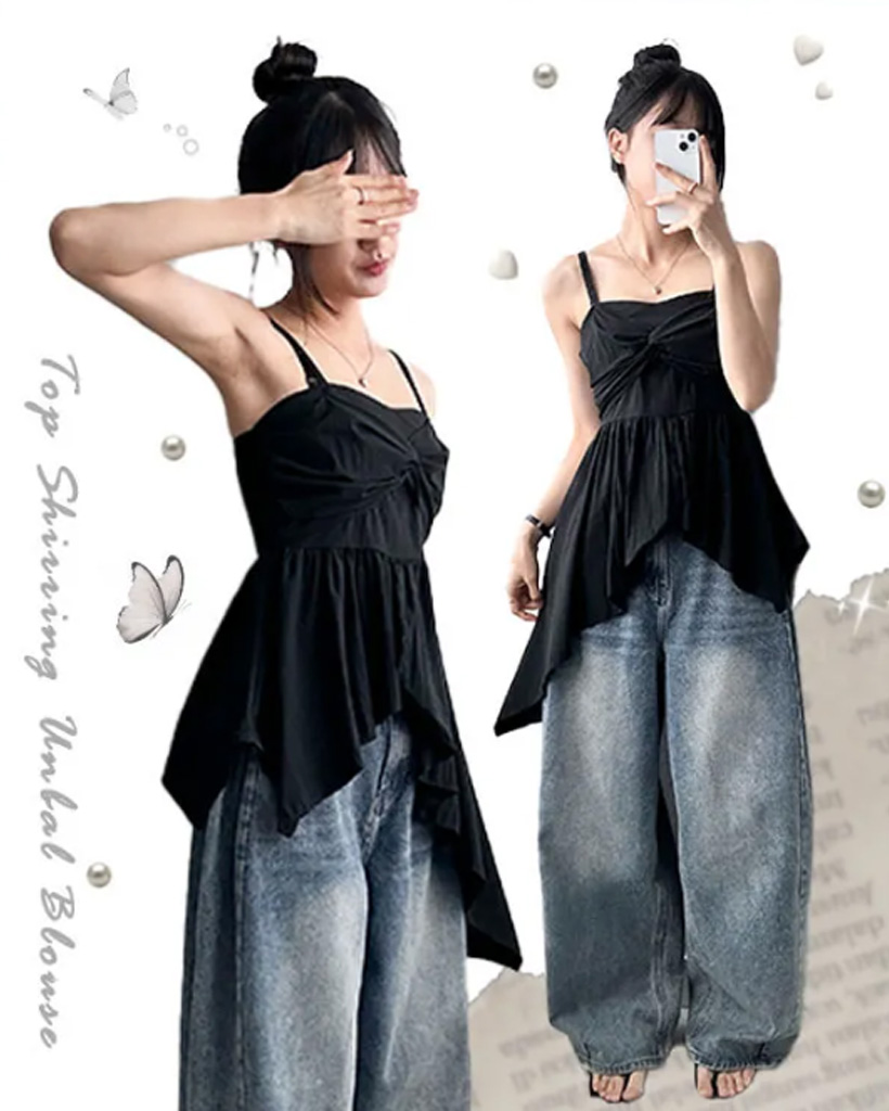 スリムノースリーブブラウス