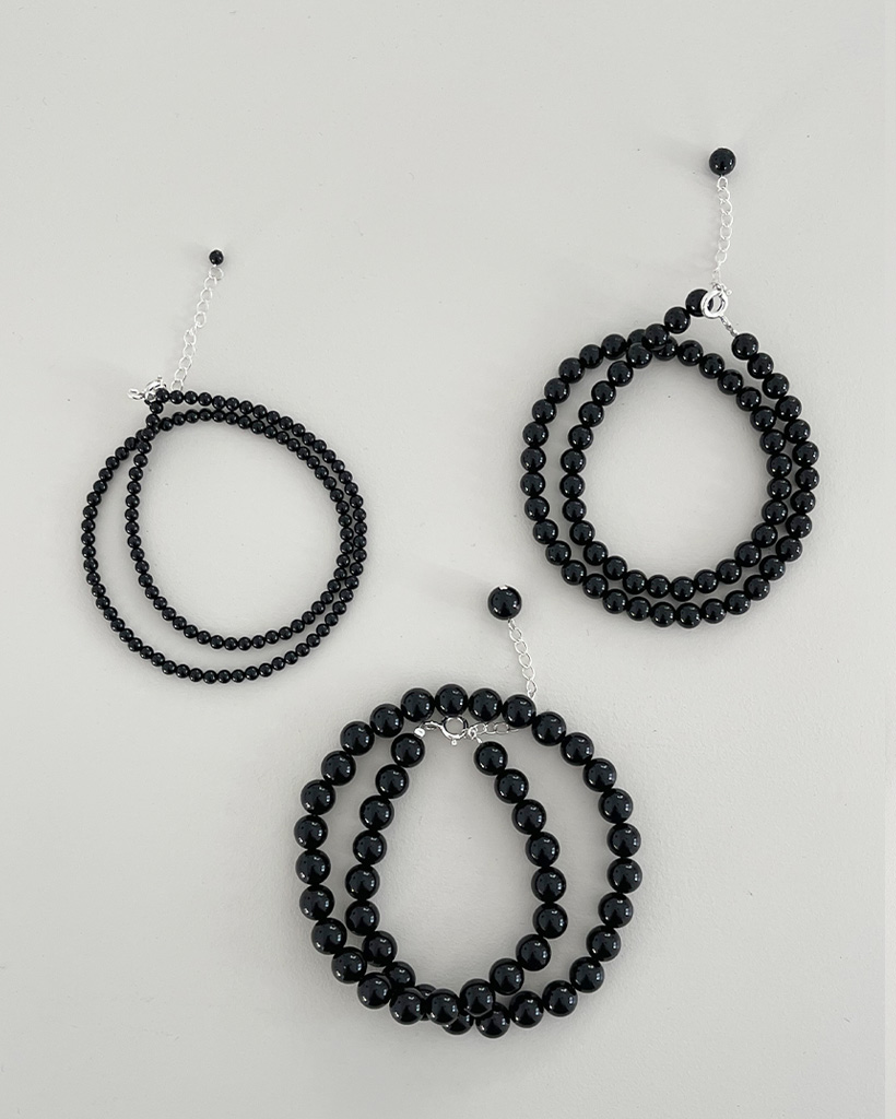 シルバー92.5ブラックオニキスネックレス(3size) | ファッション通販