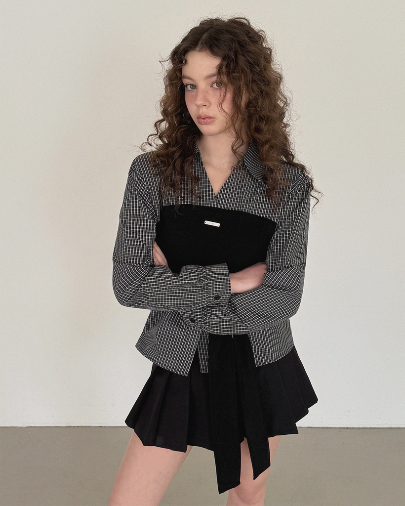 Noen Layered Top Bustier Shirt Blouse