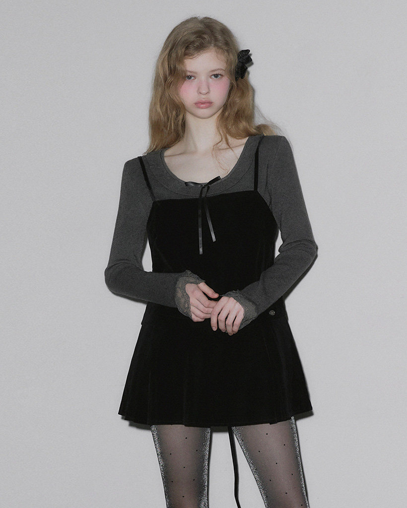 Pudin Velour Layered Mini Dress