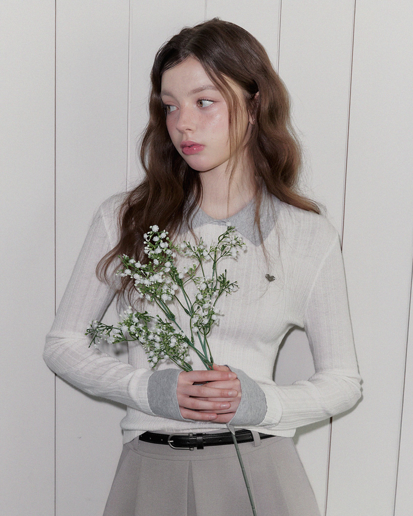 Groom Collar Contrast Long Sleeve Knit