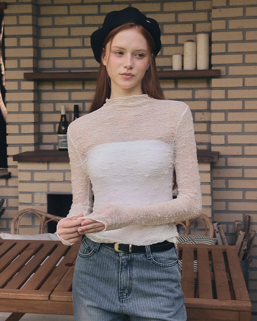 Wooden Sheer Wrinkle Long-Sleeve T-Shirt