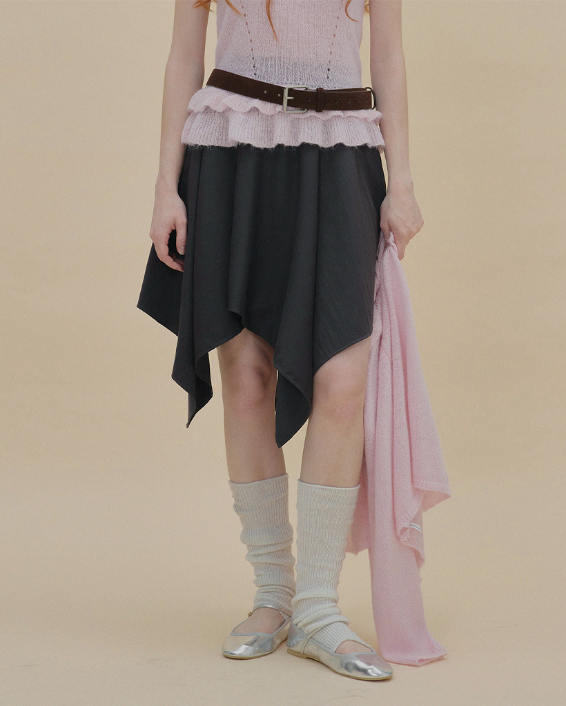 Anblun Asymmetric Flare Skirt
