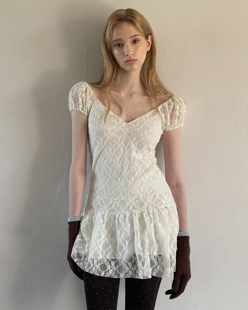 Mebin Sheer Shirring 2-Way Mini Dress