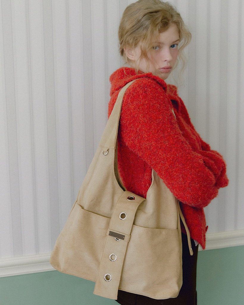 Rebut eyelet suede shoulder bag