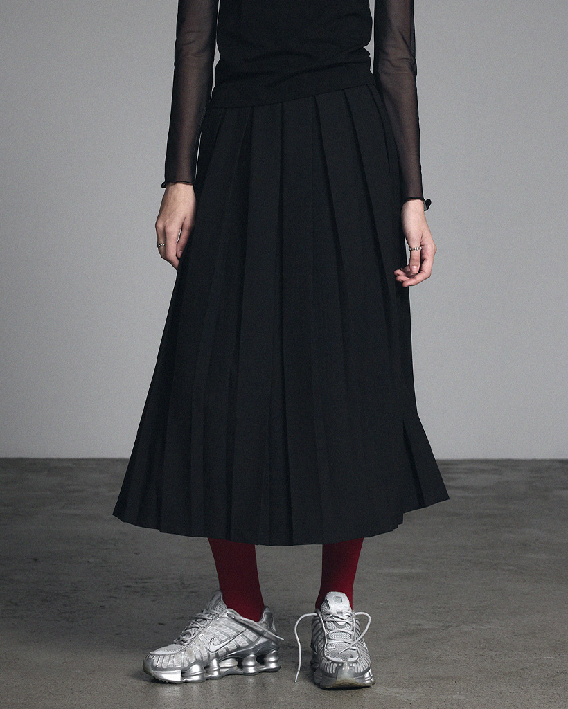 [GROWHIDE] Lepon Pleated Long Skirt