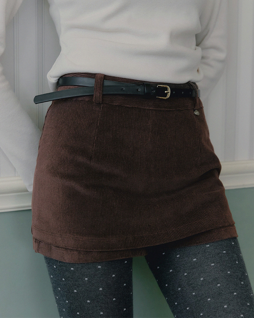 Diz corduroy mini skirt shorts (belt set)