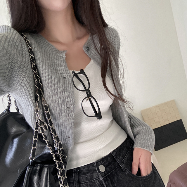 Ounce alpaca tweed カーディガン（グレー） Alpaca Tweed Cardigan