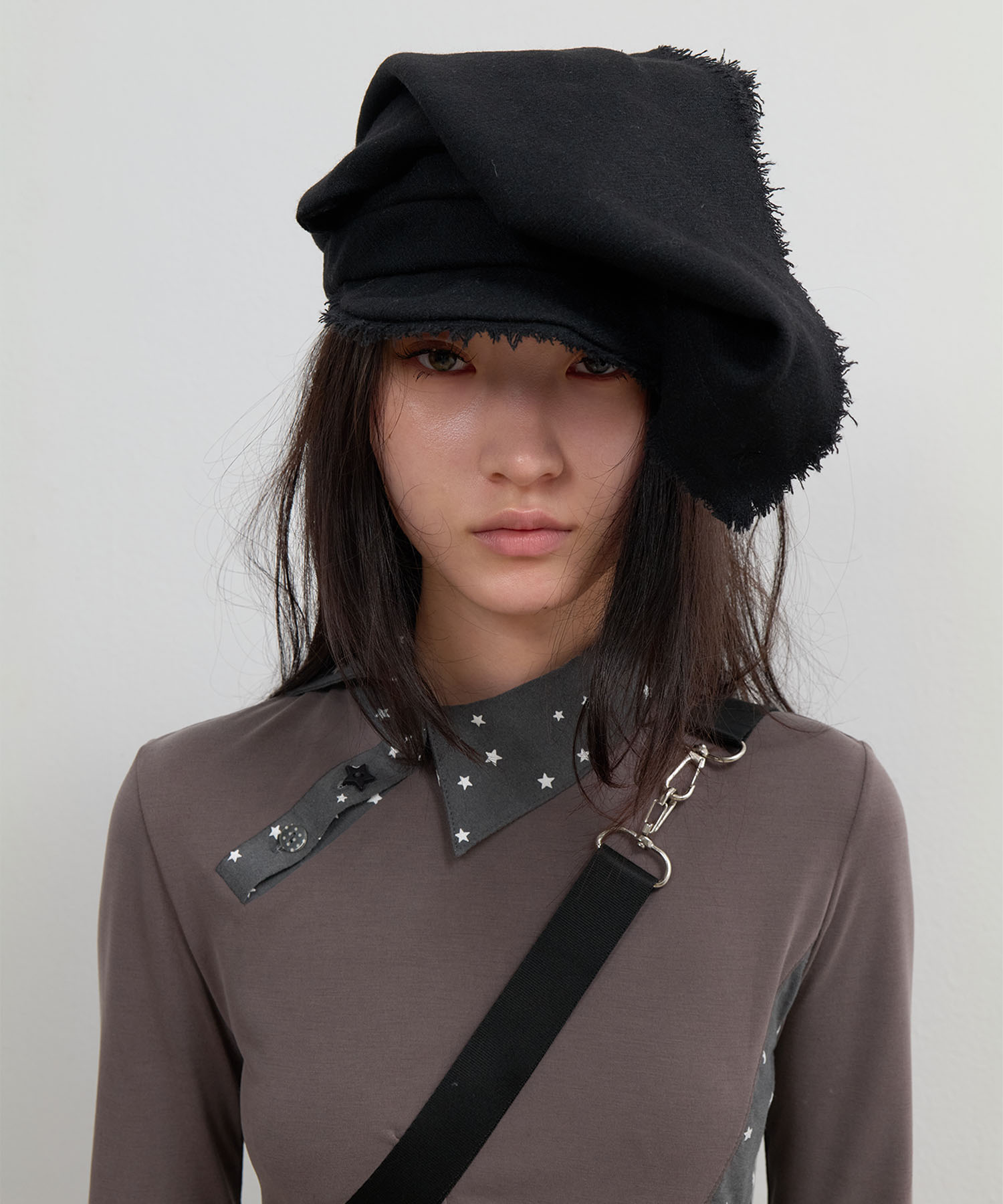 Scarf Veil Wool Cap / Black | ファッション通販サイト NUGU