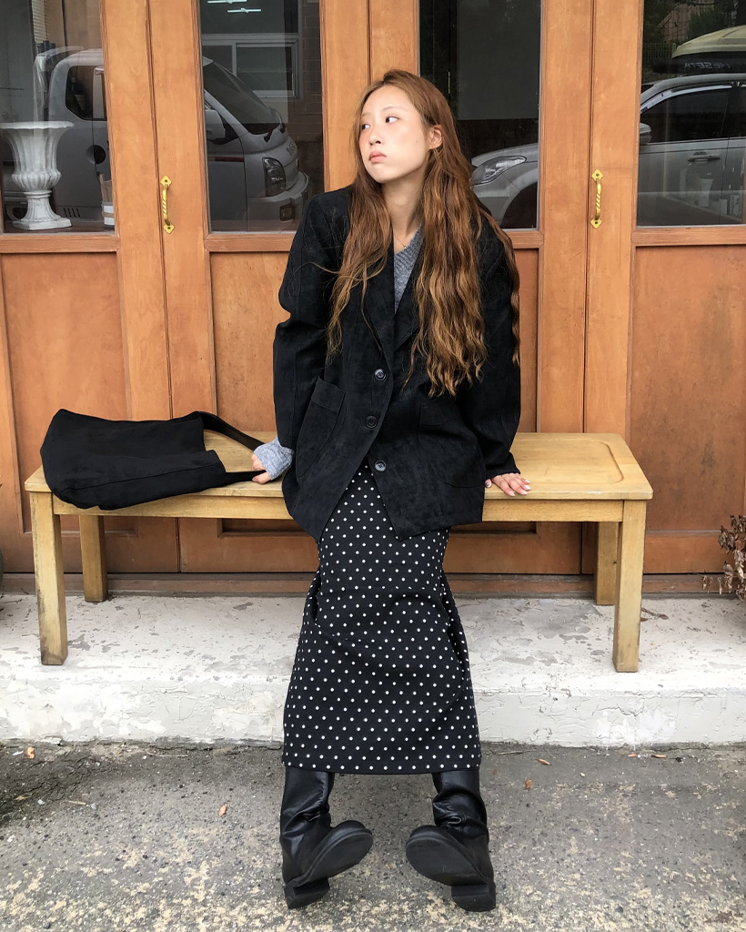 ドット柄 マキシ丈 スカート