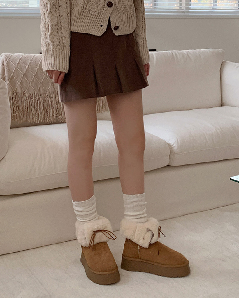 4cm) レースアップ厚底ムートンブーツ | ファッション通販サイト NUGU