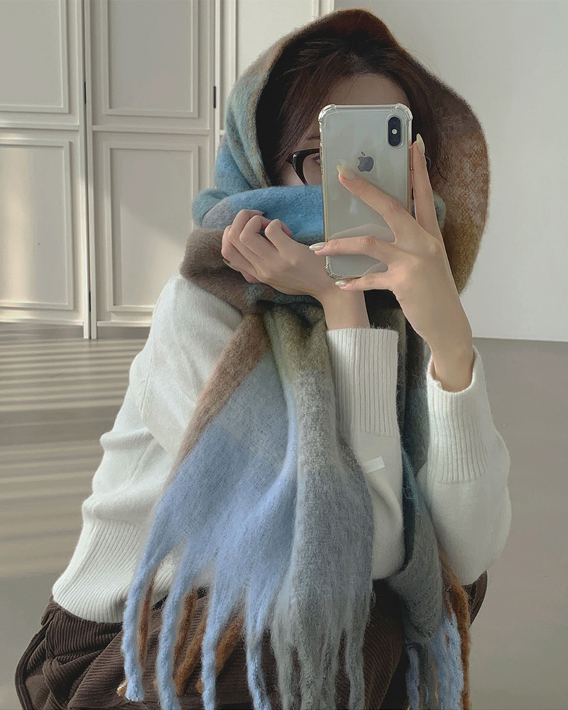 [12月限定SALE](5color)チェック柄 ロングマフラー