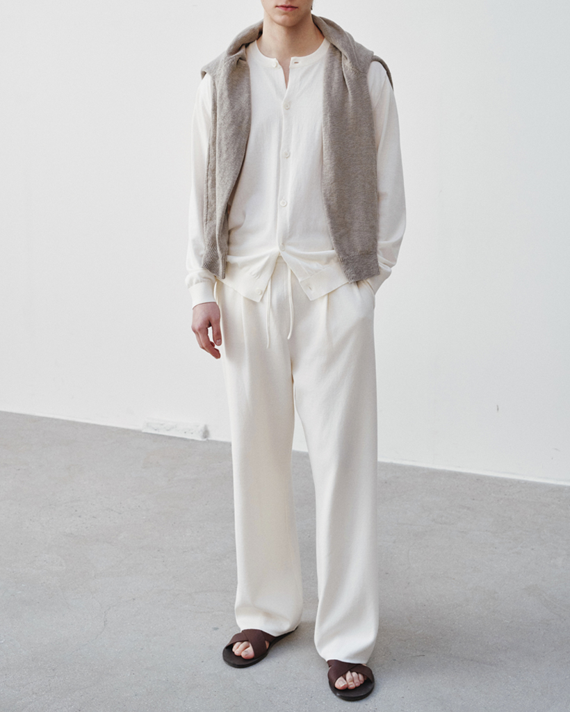 [UNISEX] Cotton Summer Essential Drawstring Pants Ivory