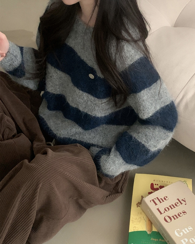 (4color) モヘアボーダーニット