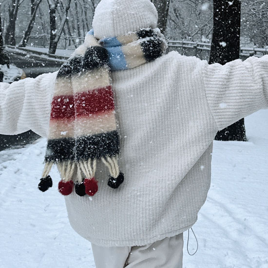 OPEN YY ストライプ マフラー パープルグレー OPEN YY パープル/グレー