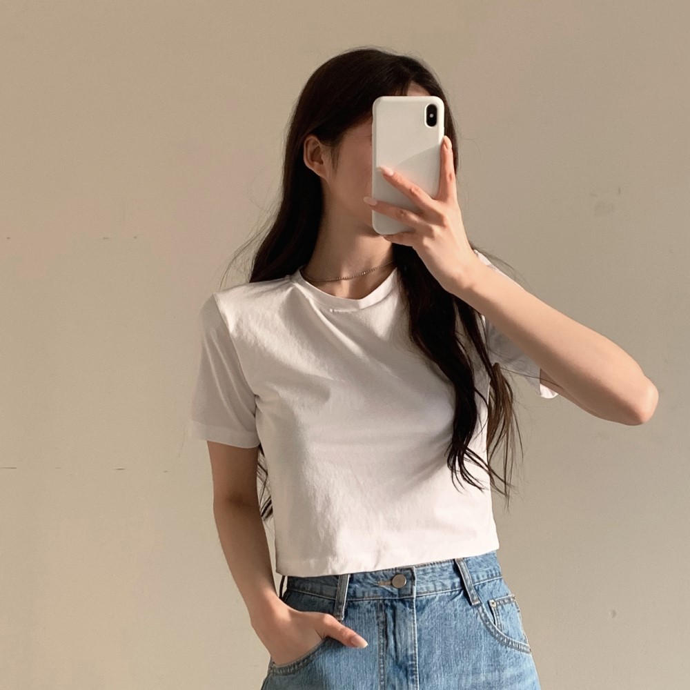 コットンスパン半袖クロップドTシャツ(9color) | ファッション通販