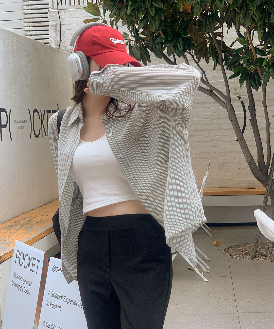 [original/S-XL]ストライプルーズフィットシャツ