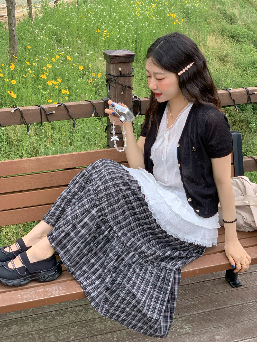 グリーンチェック スカート サイズ2 日本製 小さいサイズ チェック柄配色プリーツフレアスカート 低身長さん