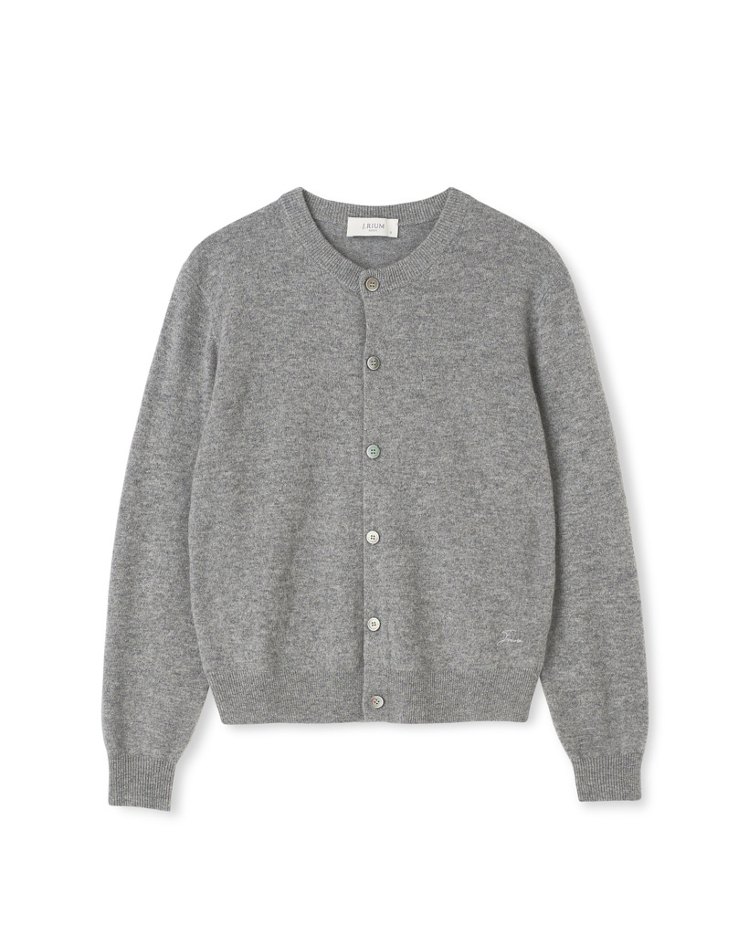 UNISEX] Cashmere Essential Blend Round Neck Cardigan Grey_W