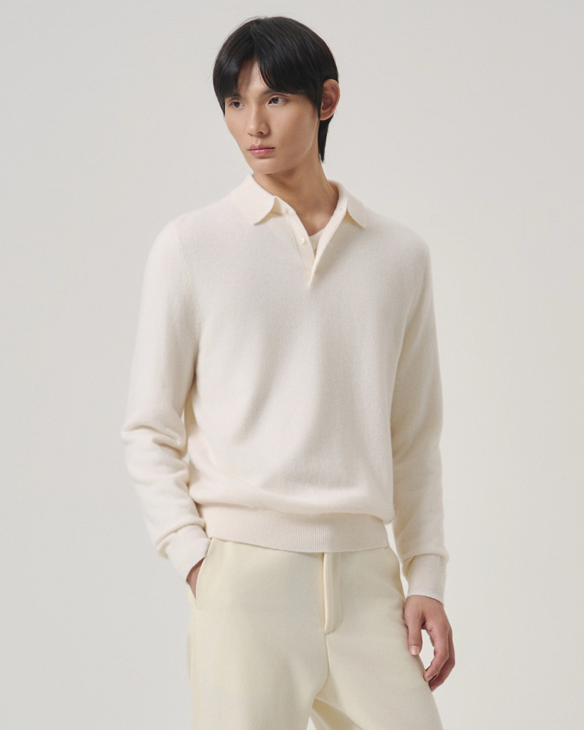 [UNISEX] Cashmere Essential Blend Polo Neck Ivory
