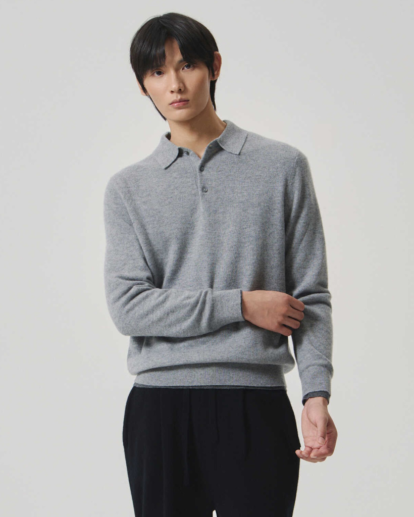 [UNISEX] Cashmere Essential Blend Polo Neck Grey