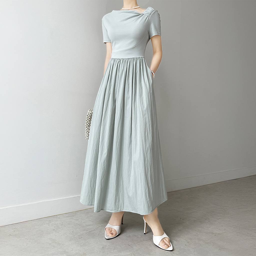 リネンアシンメトリーシフォンロングスカート | ファッション