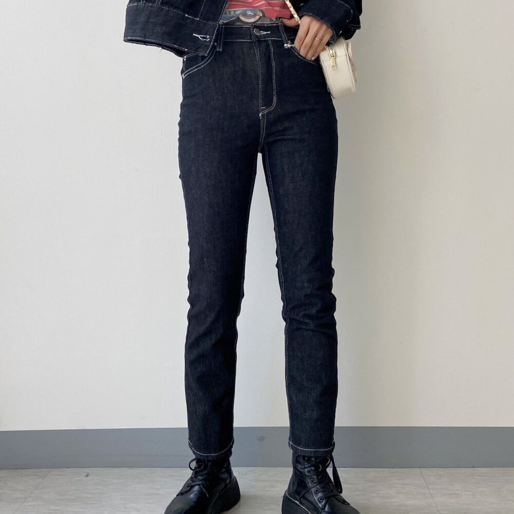 set] outer+pants デニムジャケット+ストレートブーツカット