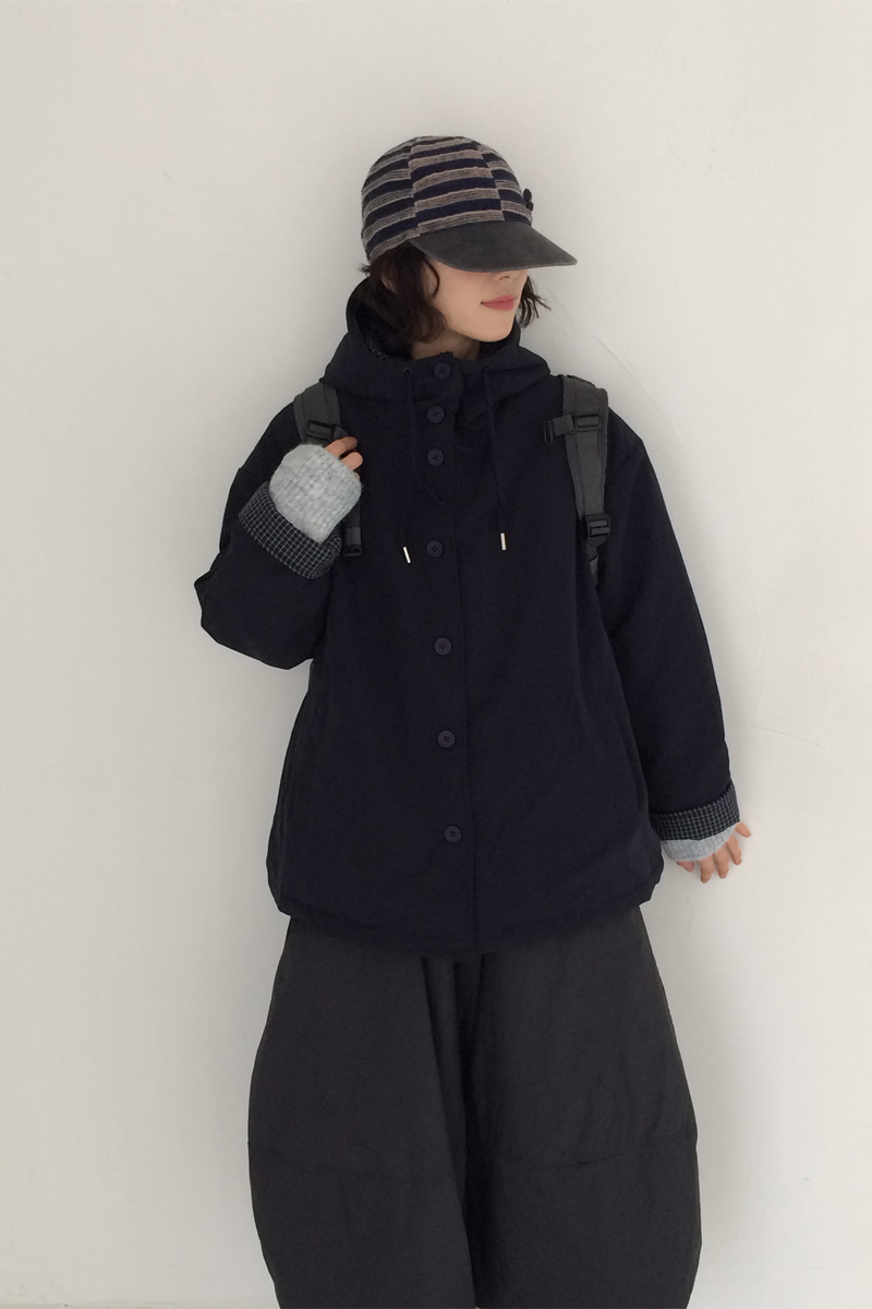 チェック柄 ミドル丈 パーカー