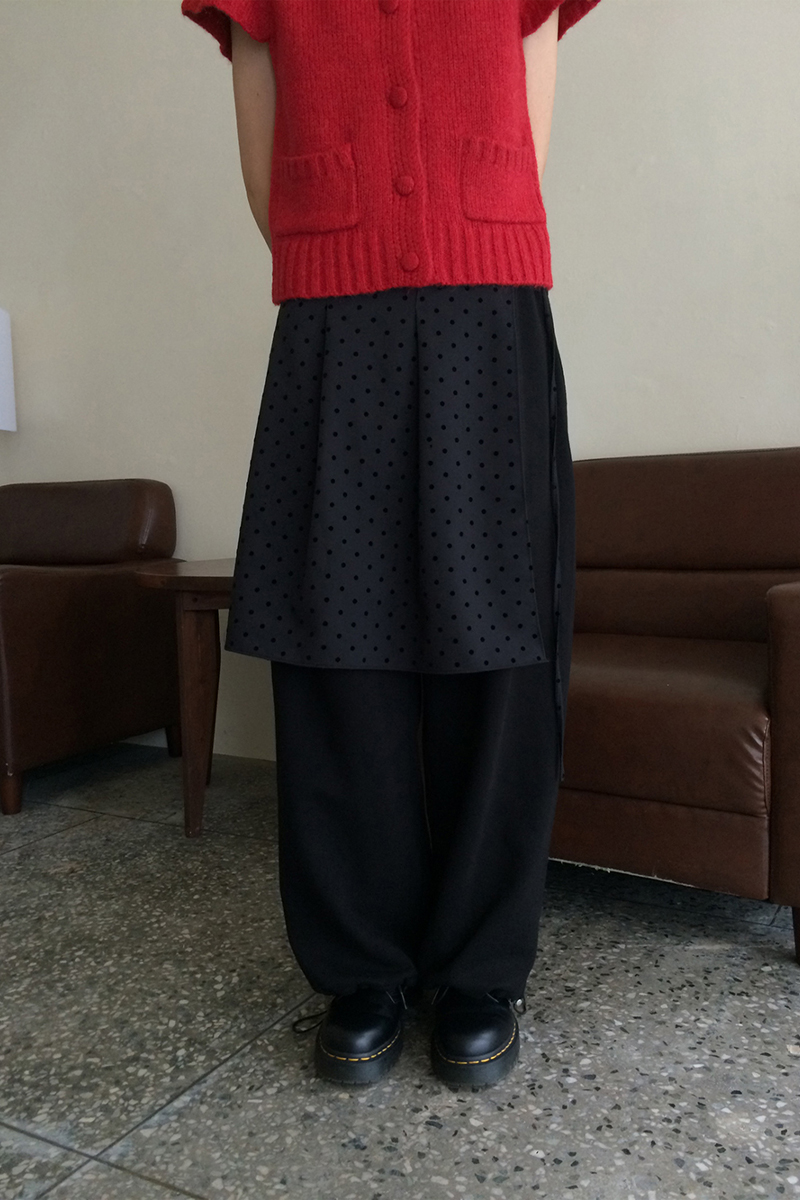 ドットラップワイドパンツセット