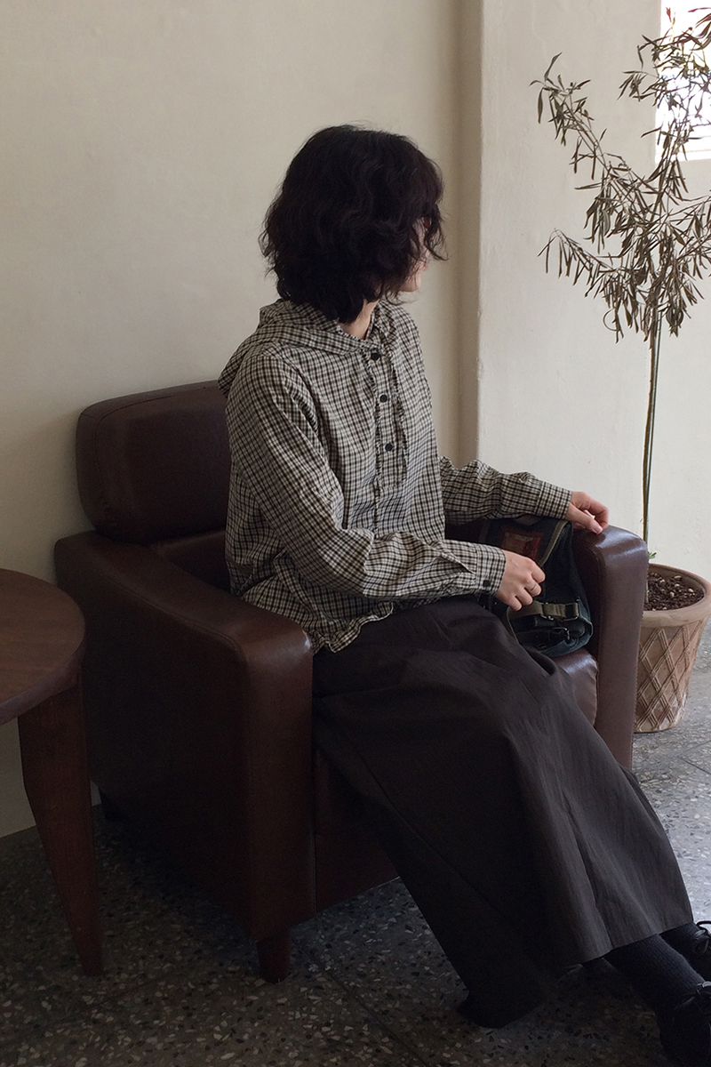 フード付きフリルチェックシャツ | ファッション通販サイト NUGU