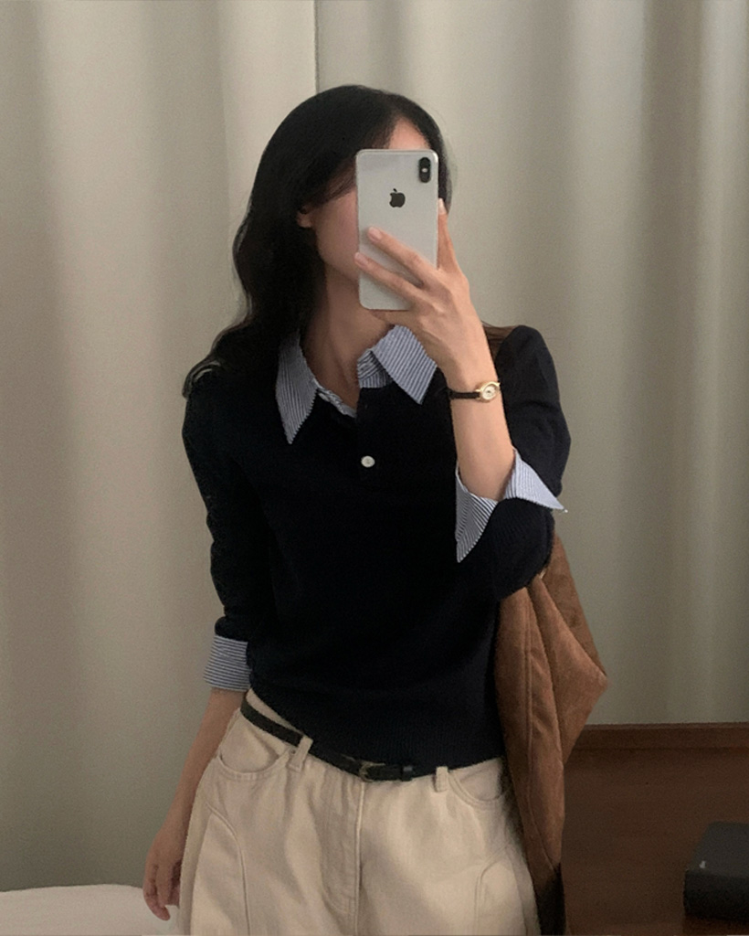 3color)シャツドッキングニット | ファッション通販サイト NUGU