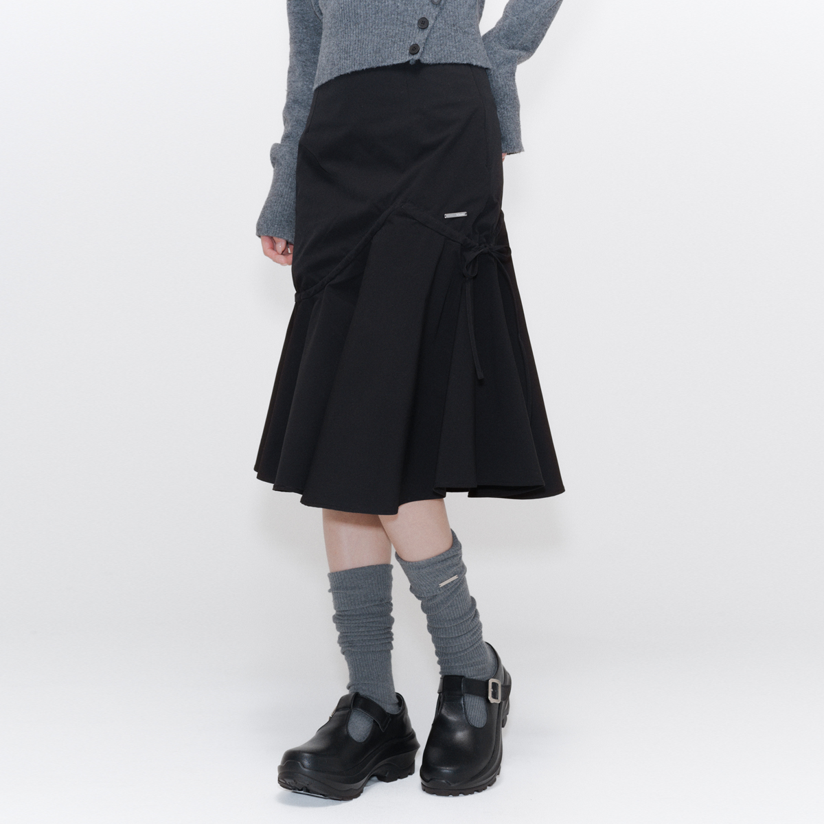 ◆MISEKI SEOUL◆ Draped midi skirt pants SET CHARCOAL MSK251 MUSINSA | MISEKI SEOUL Layered skirt pants set CHARCOAL