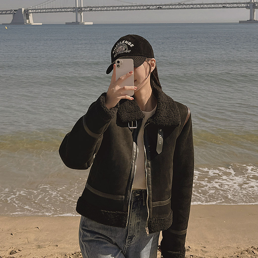 ムートンスエード　ジャケット ALTACRUNA（アルタクルーナ）ムートンスエードスタンドカラー