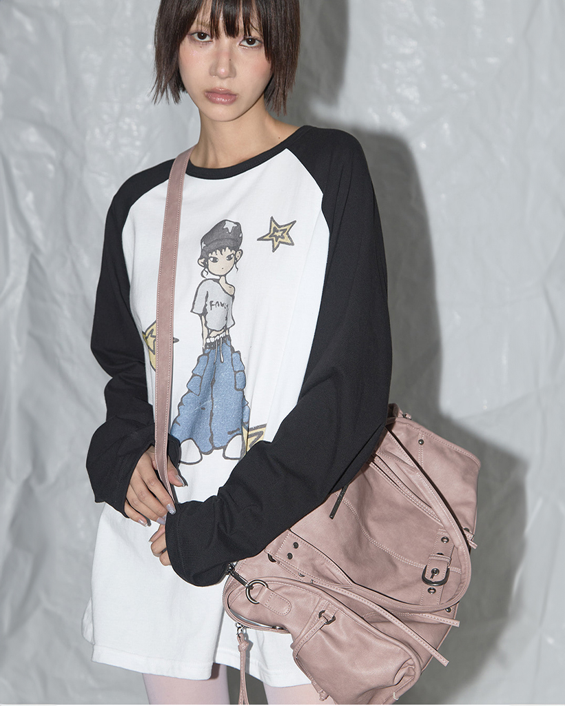 FANCY CLUB ベルト付きウォッシングレザーバッグ (ベイビーピンク) ベルト付きウォッシングレザーバッグ (Baby Pink) F25QE990 - FANCY