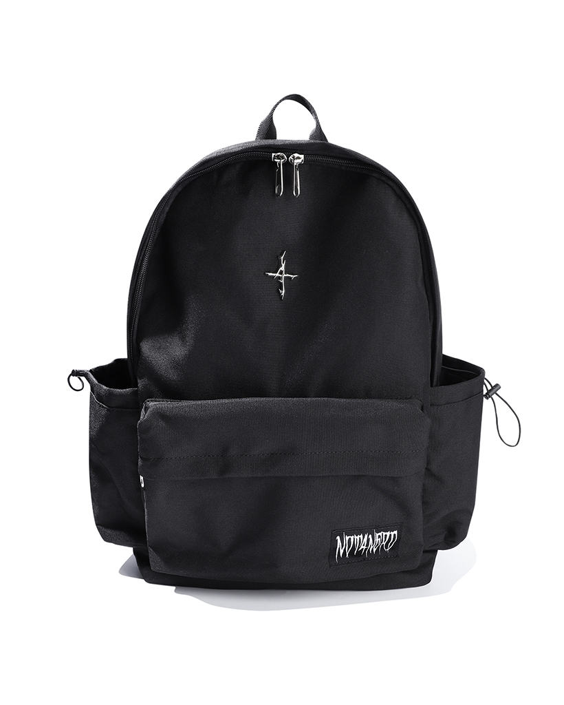 4 Symbol Pendant Patch String Pocket Backpack - Black